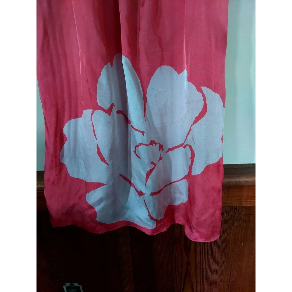 United Colors of  Benetton Womens Dress‎ Size XS 100% Silk Coral Pink Floral